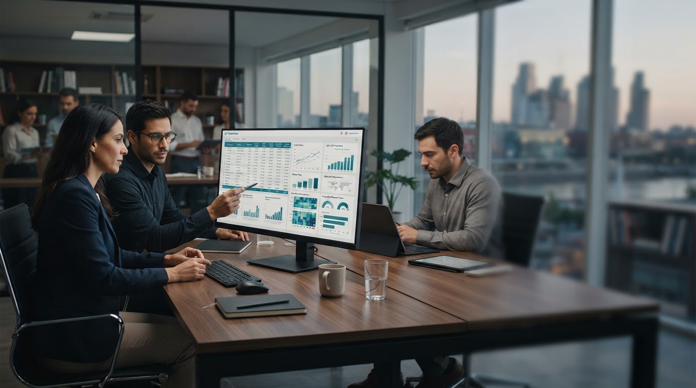Vívido Medravanza panel de análisis de datos financieros en pantalla